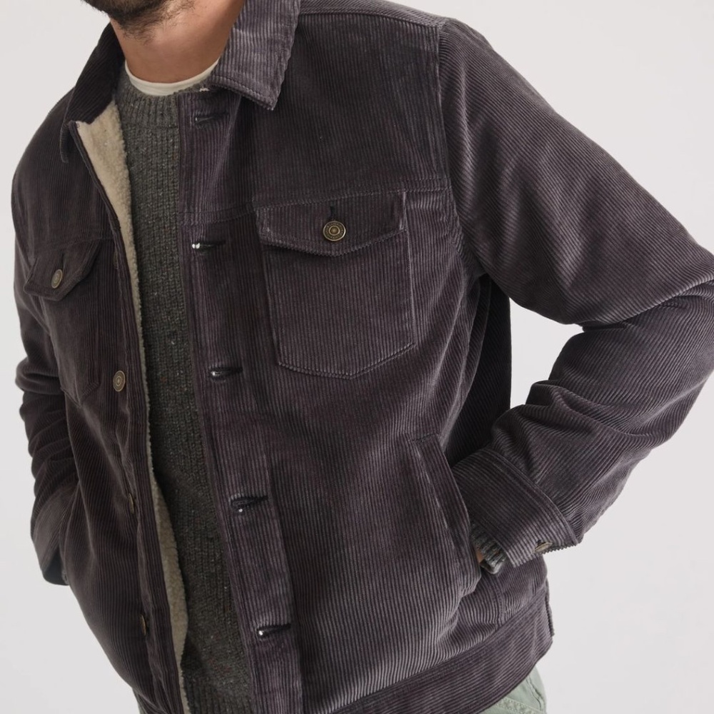 NWT Marine Layer Boise Corduroy Trucker in Faded Black